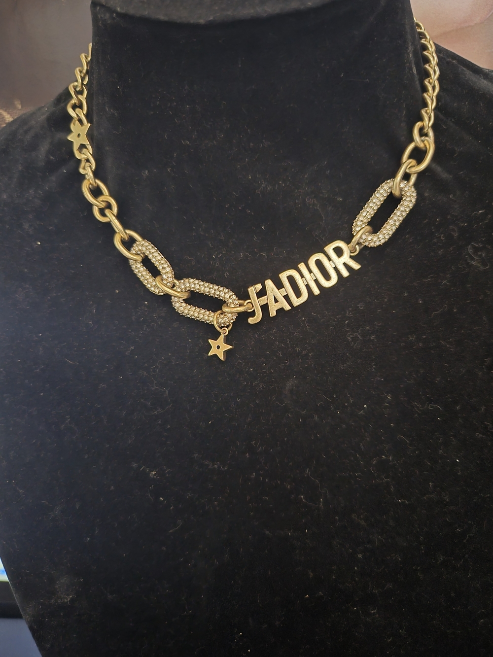 Vintage Gold Lettering Necklace with Star Charm